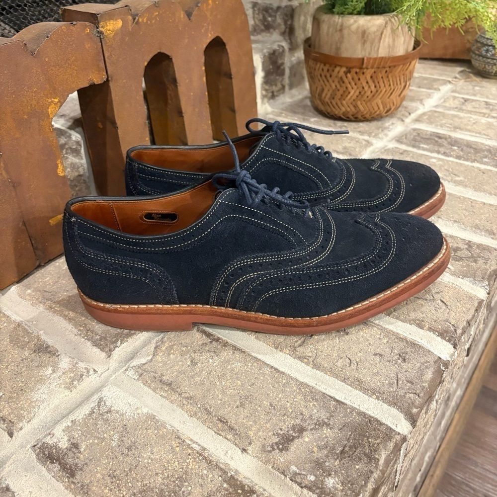 Allen Edmonds Wingtip Oxford Dress Shoes Navy Blue Suede Size 10